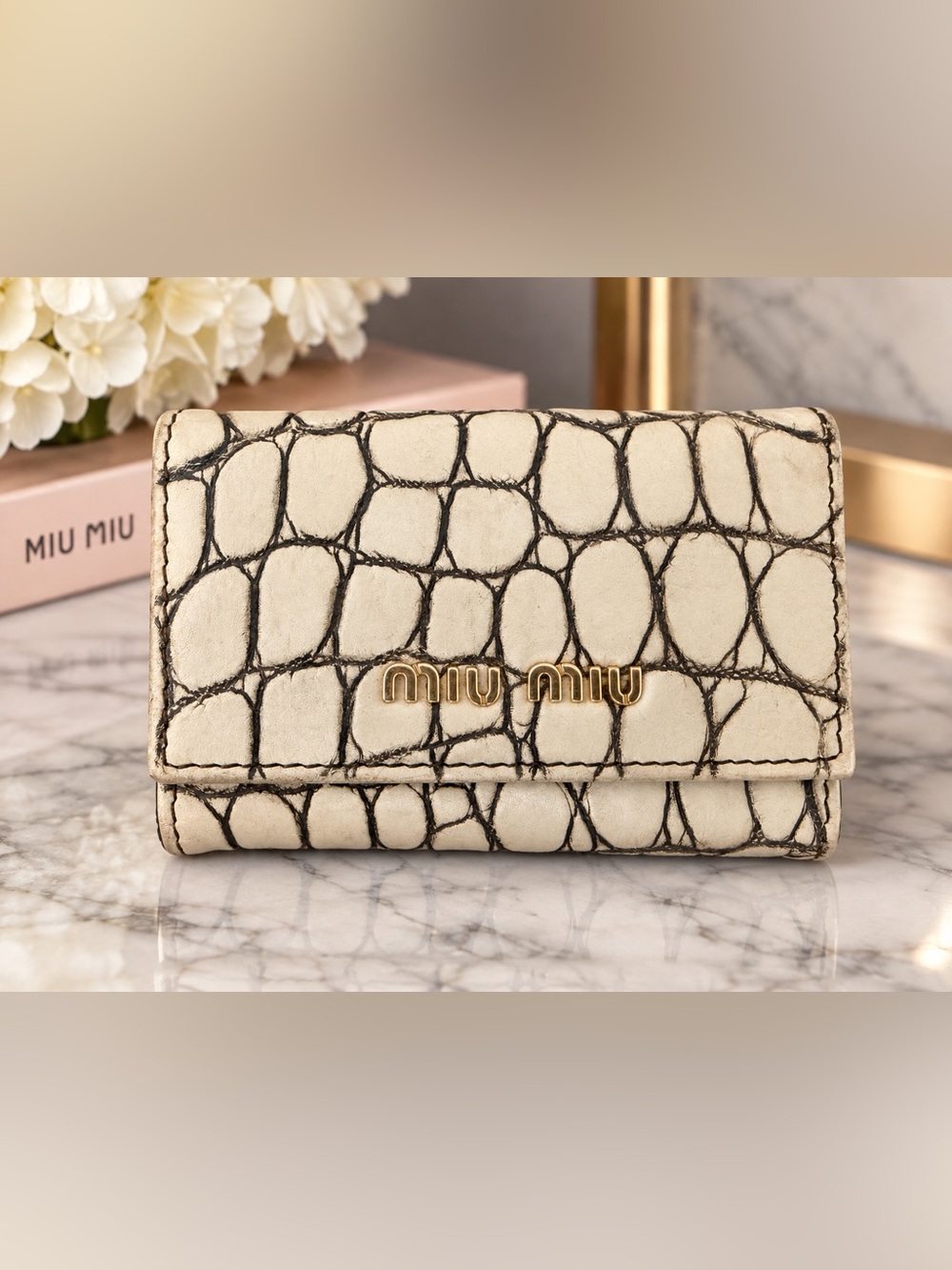 Miu Miu Croc-Embossed Leather 6-Hook Key Case